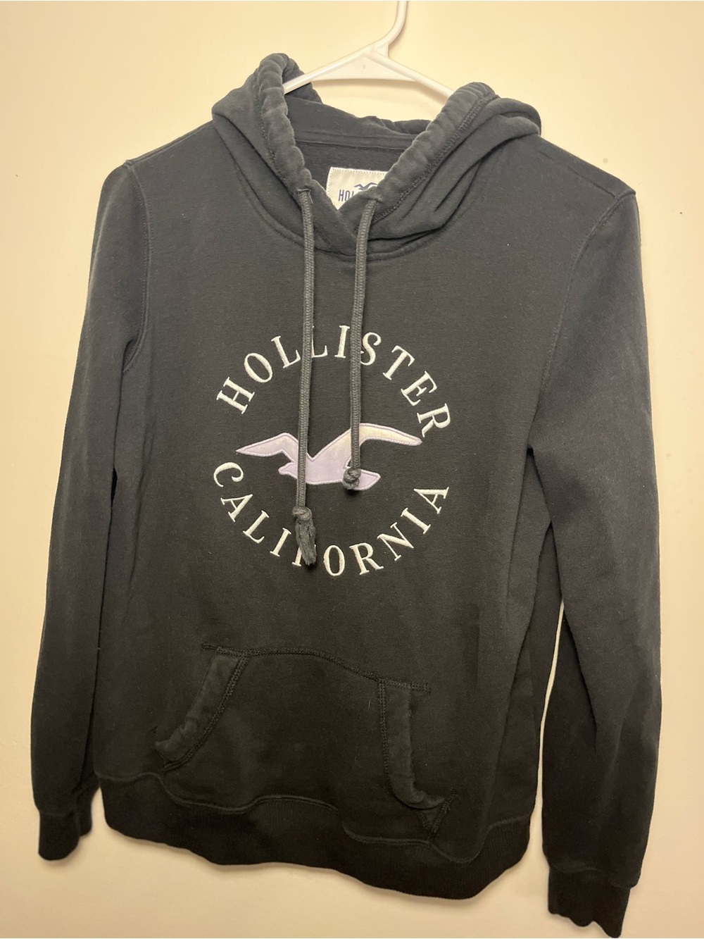 Hollister black Hoodie with white Seagull Logo